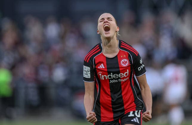 GER, Frankfurt, Eintracht Frankfurt vs FC Nürnberg, Google Pixel Bundesliga, Football, DFB, Season 2025 2026, Stadion am Brentanobad, 24 Matchday in picture Laura Freigang Eintracht Frankfurt Women 10 scores the goal to 3 1, Goal, Cheers and joy, Emotions DFB DFL REGULATIONS PROHIBIT ANY USE OF PHOTOGRAPHS AS IMAGE SEQUENCES AND OR QUASI VIDEO, 04 05 2026 Copyright: HMBxMedia HendrikxHamelau