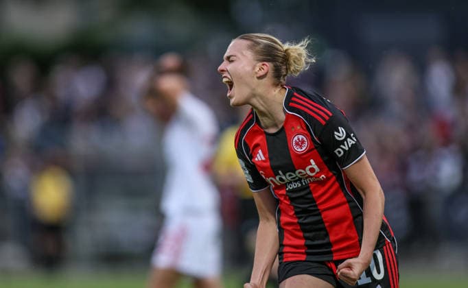 GER, Frankfurt, Eintracht Frankfurt vs FC Nürnberg, Google Pixel Bundesliga, Football, DFB, Season 2025 2026, Stadion am Brentanobad, 24 Matchday in picture Laura Freigang Eintracht Frankfurt Women 10 scores the goal to 3 1, Goal, Cheers and joy, Emotions DFB DFL REGULATIONS PROHIBIT ANY USE OF PHOTOGRAPHS AS IMAGE SEQUENCES AND OR QUASI VIDEO, 04 05 2026 Copyright: HMBxMedia HendrikxHamelau