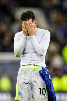 Everton v Manchester City Premier League Rayan Cherki of Manchester City looks dejected after the Premier League match at the Hill Dickinson Stadium, Liverpool 04 05 2026 UK Newspapers OUT Copyright: xMaxxTomlinsonx FIL-23391-0065