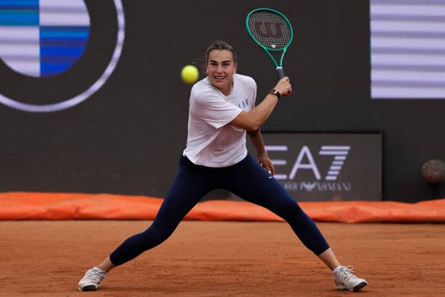 Aryna Sabalenka of Belarus during a training session at the Internazionali BNL d Italia 2026 tennis tournament at Foro Italico in Rome, Italy on May, 5, 2026. AntoniettaxBaldassarre