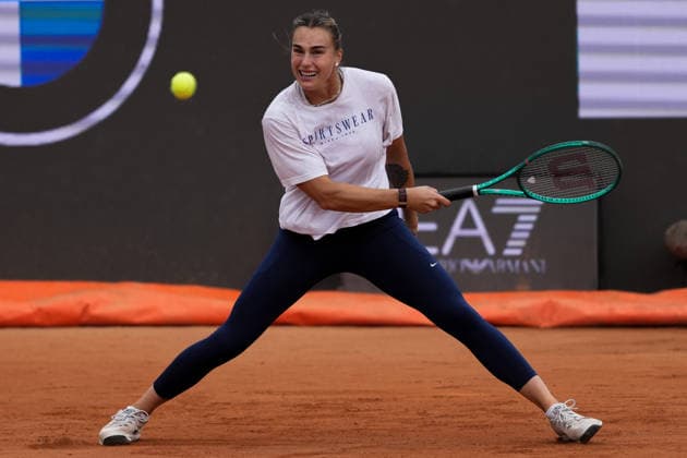 Aryna Sabalenka of Belarus during a training session at the Internazionali BNL d Italia 2026 tennis tournament at Foro Italico in Rome, Italy on May, 5, 2026. AntoniettaxBaldassarre