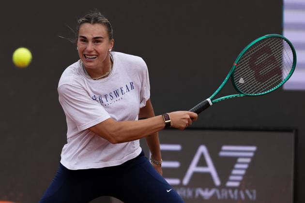 Aryna Sabalenka of Belarus during a training session at the Internazionali BNL d Italia 2026 tennis tournament at Foro Italico in Rome, Italy on May, 5, 2026. AntoniettaxBaldassarre