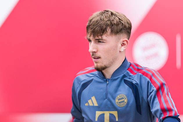 MUNICH, GERMANY - MAY 5: Lennart Karl (FC Bayern Muenchen, 42) during the training session before the match between FC Bayern Muenchen vs Paris Saint-Germain at Trainingsgelaende an der Saebenerstr. on matchday -1 of the UEFA Champions League Semi Final on May 5, 2026 in Munich, Germany. Bavaria Germany Copyright: xSteffiexWunderlx
