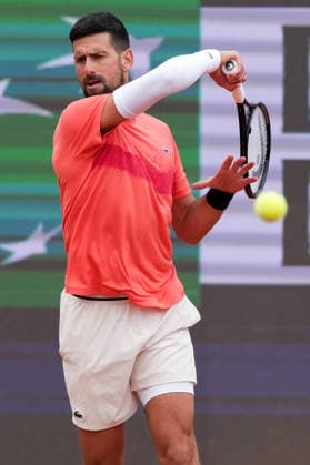 Novak Djokovic of Serbia during a training session at the Internazionali BNL d Italia 2026 tennis tournament at Foro Italico in Rome, Italy on May, 5, 2026. AntoniettaxBaldassarre