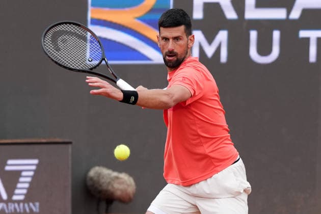 Novak Djokovic of Serbia during a training session at the Internazionali BNL d Italia 2026 tennis tournament at Foro Italico in Rome, Italy on May, 5, 2026. AntoniettaxBaldassarre