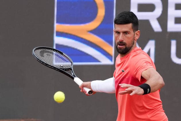 Novak Djokovic of Serbia during a training session at the Internazionali BNL d Italia 2026 tennis tournament at Foro Italico in Rome, Italy on May, 5, 2026. AntoniettaxBaldassarre