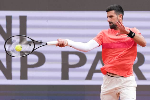 Novak Djokovic of Serbia during a training session at the Internazionali BNL d Italia 2026 tennis tournament at Foro Italico in Rome, Italy on May, 5, 2026. AntoniettaxBaldassarre