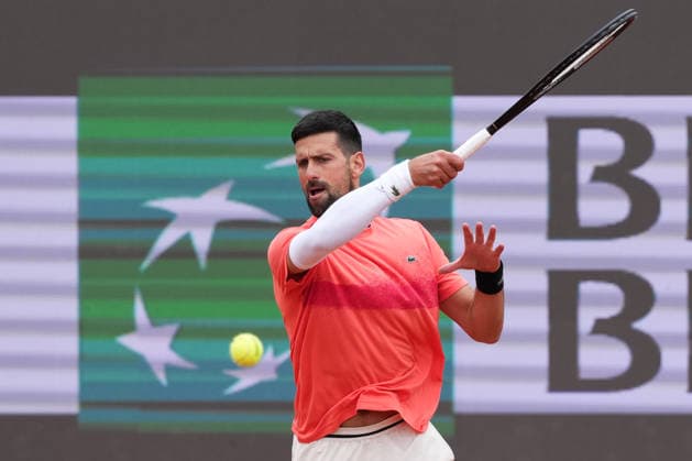 Novak Djokovic of Serbia during a training session at the Internazionali BNL d Italia 2026 tennis tournament at Foro Italico in Rome, Italy on May, 5, 2026. AntoniettaxBaldassarre