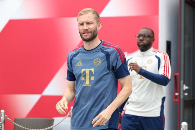 Konrad Laimer FC Bayern Muenchen, 27 on the way to training, GER, final training, FC Bayern Muenchen, football, UEFA Champions League, semi-final, second leg, 2025 2026 season, 05 05 2026, GER, final training, FC Bayern Muenchen, football, UEFA Champions League, semi-final, second leg, 2025 2026 season, 05 05 2026 Muenchen Copyright: xEibner-Pressefoto JennixMaulx EP_JML