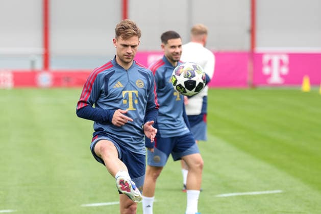 Joshua Kimmich FC Bayern Muenchen, 06 with ball in training, GER, final training, FC Bayern Muenchen, football, UEFA Champions League, semi-final, second leg, 2025 2026 season, 05 05 2026, GER, final training, FC Bayern Muenchen, football, UEFA Champions League, semi-final, second leg, 2025 2026 season, 05 05 2026 Muenchen Copyright: xEibner-Pressefoto JennixMaulx EP_JML