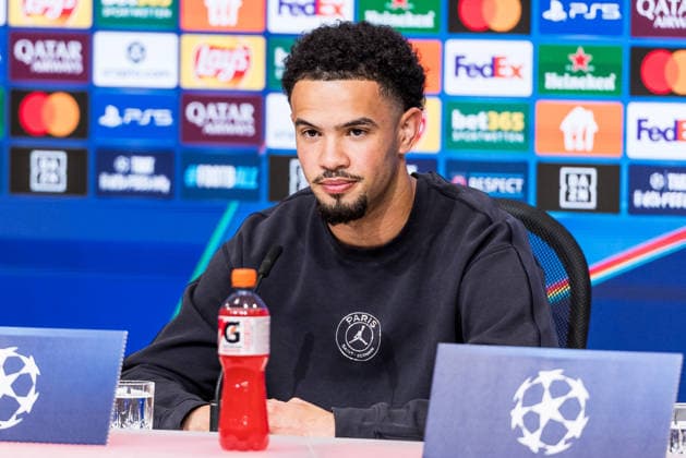 MUNICH, GERMANY - MAY 5: Warren Zaire-Emery (Paris Saint-Germain, 33) during the press conference, PK, Pressekonferenz of Paris Saint-Germain before the match between FC Bayern Muenchen vs Paris Saint-Germain at Allianz Arena on matchday -1 of the UEFA Champions League Semi Final on May 5, 2026 in Munich, Germany. Bavaria Germany Copyright: xSteffiexWunderlx