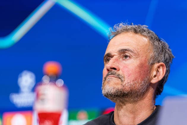 MUNICH, GERMANY - MAY 5: Luis Enrique (Head Coach Paris Saint-Germain) during the press conference, PK, Pressekonferenz of Paris Saint-Germain before the match between FC Bayern Muenchen vs Paris Saint-Germain at Allianz Arena on matchday -1 of the UEFA Champions League Semi Final on May 5, 2026 in Munich, Germany. Bavaria Germany Copyright: xSteffiexWunderlx
