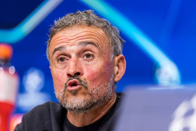 MUNICH, GERMANY - MAY 5: Luis Enrique (Head Coach Paris Saint-Germain) during the press conference, PK, Pressekonferenz of Paris Saint-Germain before the match between FC Bayern Muenchen vs Paris Saint-Germain at Allianz Arena on matchday -1 of the UEFA Champions League Semi Final on May 5, 2026 in Munich, Germany. Bavaria Germany Copyright: xSteffiexWunderlx
