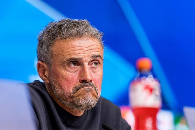MUNICH, GERMANY - MAY 5: Luis Enrique (Head Coach Paris Saint-Germain) during the press conference, PK, Pressekonferenz of Paris Saint-Germain before the match between FC Bayern Muenchen vs Paris Saint-Germain at Allianz Arena on matchday -1 of the UEFA Champions League Semi Final on May 5, 2026 in Munich, Germany. Bavaria Germany Copyright: xSteffiexWunderlx