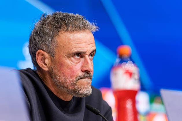 MUNICH, GERMANY - MAY 5: Luis Enrique (Head Coach Paris Saint-Germain) during the press conference, PK, Pressekonferenz of Paris Saint-Germain before the match between FC Bayern Muenchen vs Paris Saint-Germain at Allianz Arena on matchday -1 of the UEFA Champions League Semi Final on May 5, 2026 in Munich, Germany. Bavaria Germany Copyright: xSteffiexWunderlx