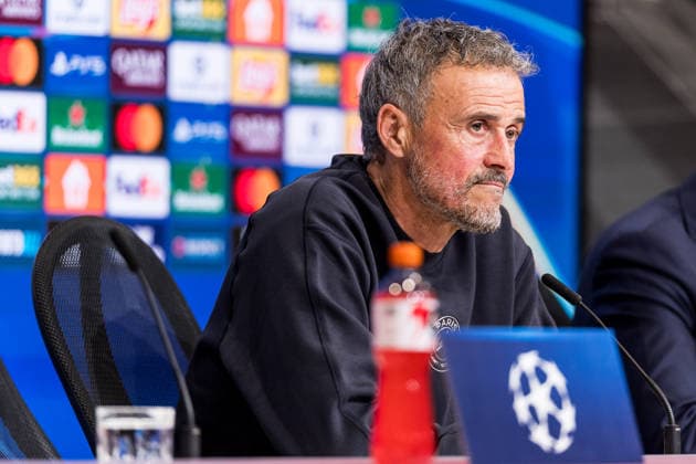 MUNICH, GERMANY - MAY 5: Luis Enrique (Head Coach Paris Saint-Germain) during the press conference, PK, Pressekonferenz of Paris Saint-Germain before the match between FC Bayern Muenchen vs Paris Saint-Germain at Allianz Arena on matchday -1 of the UEFA Champions League Semi Final on May 5, 2026 in Munich, Germany. Bavaria Germany Copyright: xSteffiexWunderlx