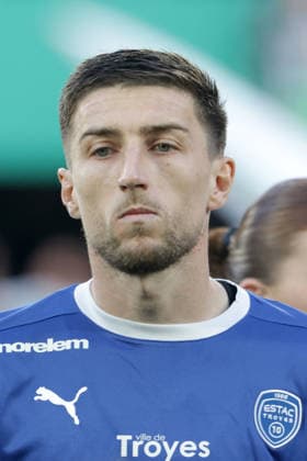 ANTOINE MILLE, Troyes, Ligue 2, 2025-26, Saint Etienne vs Troyes 0-3, 25-04-2026, Primo piano, Head shot, Close up LIGUE 2 2025-26 ST ETIENNE-TROYES 0-3
