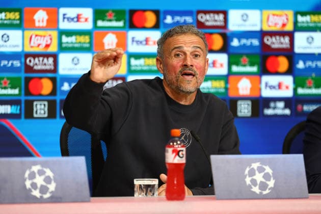 May 5, 2026, Munich, Bavaria, Germany: Head coach LUIS ENRIQUE of Paris Saint-Germain during the press conference, PK, Pressekonferenz a day ahead of the UEFA Champions League 2025 26 Semi-final Leg 2 game against Bayern Munich at the Allianz Arena in Munich, Germany. Munich Germany - ZUMAc179 20260505_zep_c179_043 Copyright: xMickaelxChavetx