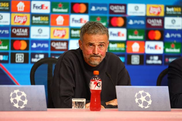 May 5, 2026, Munich, Bavaria, Germany: Head coach LUIS ENRIQUE of Paris Saint-Germain during the press conference, PK, Pressekonferenz a day ahead of the UEFA Champions League 2025 26 Semi-final Leg 2 game against Bayern Munich at the Allianz Arena in Munich, Germany. Munich Germany - ZUMAc179 20260505_zep_c179_045 Copyright: xMickaelxChavetx
