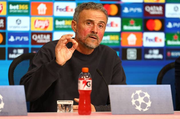 May 5, 2026, Munich, Bavaria, Germany: Head coach LUIS ENRIQUE of Paris Saint-Germain during the press conference, PK, Pressekonferenz a day ahead of the UEFA Champions League 2025 26 Semi-final Leg 2 game against Bayern Munich at the Allianz Arena in Munich, Germany. Munich Germany - ZUMAc179 20260505_zep_c179_046 Copyright: xMickaelxChavetx