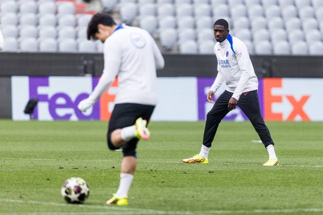 MUNICH, GERMANY - MAY 5: Ousmane Dembele (FC Paris Saint-Germain, 10) watching the movement of the ball during training of Paris Saint-Germain before the match between FC Bayern Muenchen vs Paris Saint-Germain at Allianz Arena on matchday -1 of the UEFA Champions League Semi Final on May 5, 2026 in Munich, Germany. Bavaria Germany Copyright: xSteffiexWunderlx