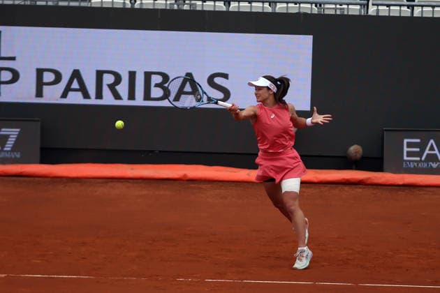 Italian Open 2026 tennis tournament ROME, ITALY - MAY 05: Turkish tennis player Zeynep Sonmez in action against Italian tennis player Jennifer Ruggeri (not seen) during the first-round of the Italian Open 2026 tennis tournament in Rome, Italy on May 05, 2026. Baris Seckin Anadolu Rome Italy. Editorial use only. Please get in touch for any other usage.  Copyright: x2026xAnadoluxBarisxSeckinx