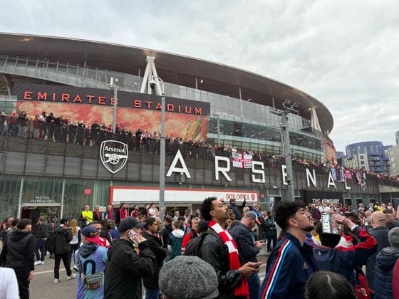 Pre-match fans at the Arsenal v Atletico Madrid UEFA Champions League semi-final 2nd leg match, at the Emirates Stadium, London, UK on 5th May, 2026.  .