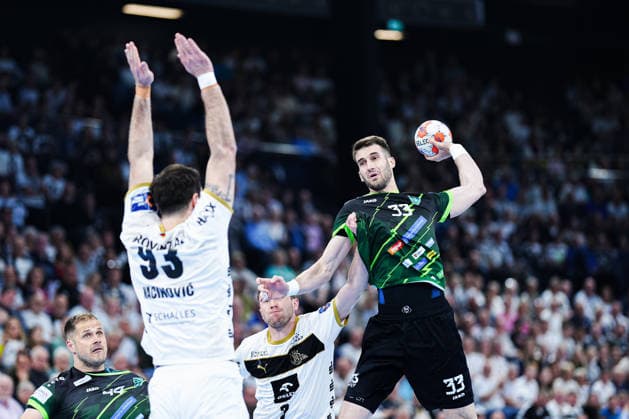 Throw Goal Aleksandar Cenic Stamenkovic RK Nexe, 33 GER, THW Kiel vs RK Nexe, Handball, EHF European League, Quarter-final, second leg, 2025 2026 season, 05 05 2026 GER, THW Kiel vs RK Nexe, Handball, EHF European League, Quarter-final, second leg, 2025 2026 season, 05 05 2026 Kiel Copyright: xEibner-Pressefoto MarcelxvonxFehrnx EP_MFN