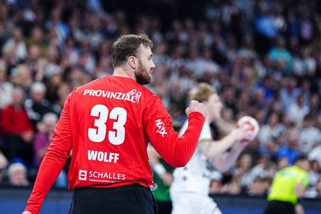 Cheering after Andreas Wolffs save THW Kiel, 33 GER, THW Kiel vs RK Nexe, Handball, EHF European League, Quarter-final, second leg, 2025 2026 season, 05 05 2026 GER, THW Kiel vs RK Nexe, Handball, EHF European League, Quarter-final, second leg, 2025 2026 season, 05 05 2026 Kiel Copyright: xEibner-Pressefoto MarcelxvonxFehrnx EP_MFN