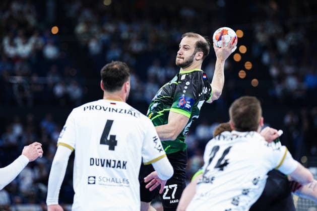 Throw Goal Luka Moslavac RK Nexe, 27 GER, THW Kiel vs RK Nexe, Handball, EHF European League, Quarter-final, second leg, 2025 2026 season, 05 05 2026 GER, THW Kiel vs RK Nexe, Handball, EHF European League, Quarter-final, second leg, 2025 2026 season, 05 05 2026 Kiel Copyright: xEibner-Pressefoto MarcelxvonxFehrnx EP_MFN