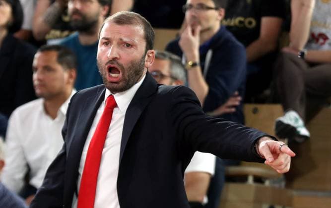 MONACO-OLYMPIAKOS BASKET EUROLIGUE PHOTOPQR NICE MATIN Jean François Ottonello ; Monaco ; 05 05 2026 ; AS Monaco vs Olympiakos - Quart de finale Euroligue de basket match 3 - Manuchar MARKOISHVILI, entraineur AS Monaco Monaco France  Copyright: xPHOTOPQR NICExMATIN MAXPPPxJeanxFrançoisxOttonellox 20260505NIM8970 20260505NIM8970