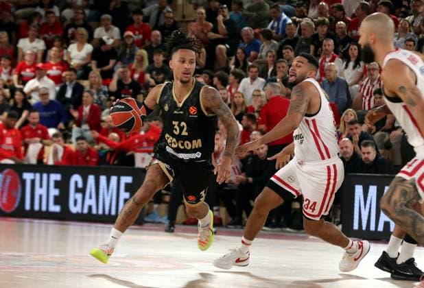 MONACO-OLYMPIAKOS BASKET EUROLIGUE PHOTOPQR NICE MATIN Jean François Ottonello ; Monaco ; 05 05 2026 ; AS Monaco vs Olympiakos - Quart de finale Euroligue de basket match 3 - 32 Matthew Strazel Monaco France  Copyright: xPHOTOPQR NICExMATIN MAXPPPxJeanxFrançoisxOttonellox 20260505NIM8979 20260505NIM8979
