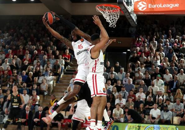 MONACO-OLYMPIAKOS BASKET EUROLIGUE PHOTOPQR NICE MATIN Jean François Ottonello ; Monaco ; 05 05 2026 ; AS Monaco vs Olympiakos - Quart de finale Euroligue de basket match 3 - Donta Hall Monaco France  Copyright: xPHOTOPQR NICExMATIN MAXPPPxJeanxFrançoisxOttonellox 20260505NIM8985 20260505NIM8985