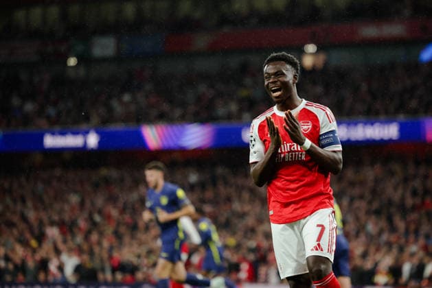 Champions League 2025 26 Semi Final 2nd Leg Arsenal v Atletico Madrid Emirates Stadium 05.05.2026 Bukayo Saka of Arsenal Champions League 2025 26 Semi Final 2nd Leg Arsenal v Atletico Madrid Emirates Stadium 05.05.2026 Photograph By Marc Aspland The Times  Copyright: xMarcxAsplandx NINTCHDBPICT001078544216