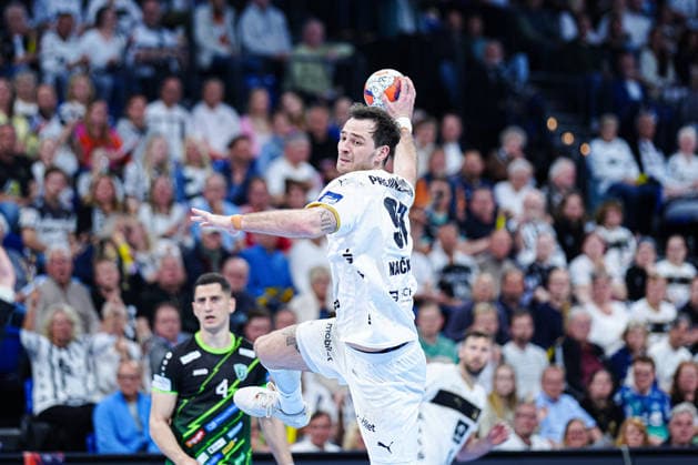 Throw Goal Veron Nacinovic THW Kiel, 93 GER, THW Kiel vs RK Nexe, Handball, EHF European League, Quarter-final, second leg, 2025 2026 season, 05 05 2026 GER, THW Kiel vs RK Nexe, Handball, EHF European League, Quarter-final, second leg, 2025 2026 season, 05 05 2026 Kiel Copyright: xEibner-Pressefoto MarcelxvonxFehrnx EP_MFN