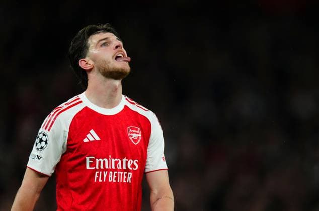 Declan Rice of Arsenal Arsenal v Atletico Madrid, UEFA Champions League, Semi Final, Second Leg, Football, Emirates Stadium, London, UK - 05 May 2026London Emirates Stadium United Kingdom EDITORIAL USE ONLY No use with unauthorised audio, video, data, fixture lists, club league logos or live services. Online in-match use limited to 120 images, no video emulation. No use in betting, games or single club league player publications.  Copyright: xJavierxGarcia Shutterstockx 16859995y