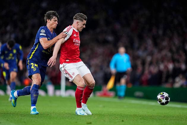 May 5, 2026, London, London, England: Viktor Gyokeres of Arsenal FC and Robin Le Normand of Atletico de Madrid compete for the ball during the UEFA Champions League 2025 26 Semi Final Second Leg match between Arsenal FC and Atletico de Madrid at Emirates Stadium on May 05, 2026, in London, England. Arsenal FC V Atletico De Madrid - UEFA Champions League 2025 26 Semi Final Second Leg  - ZUMAa181 20260505_zaa_a181_088 Copyright: xDennisxAgyemanx