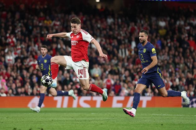 London, England, 5th May 2026. Viktor Gyokeres of Arsenal shoots at goal but fails to score during the Arsenal vs Atletico Madrid UEFA Champions League match at the Emirates Stadium, London. Picture credit should read: David Klein Sportimage EDITORIAL USE ONLY. No use with unauthorised audio, video, data, fixture lists, club league logos or live services. Online in-match use limited to 120 images, no video emulation. No use in betting, games or single club league player publications. SPI_116_DK_Arsenal_Athletico_Madrid SPI-4781-0116