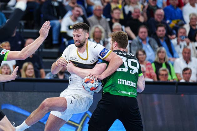 Harald Reinkind THW Kiel, 06 , Leon Vucko RK Nexe, 39 GER, THW Kiel vs RK Nexe, Handball, EHF European League, quarter-finals, second leg, 2025 2026 season, 05 05 2026 GER, THW Kiel vs RK Nexe, Handball, EHF European League, quarter-finals, second leg, 2025 2026 season, 05 05 2026 Kiel Copyright: xEibner-Pressefoto MarcelxvonxFehrnx EP_MFN