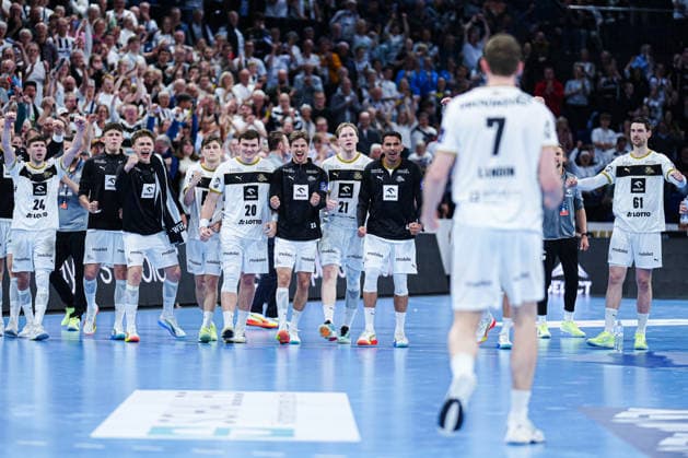 Goal celebration THW Kiel after 7-meter throw Goal Magnus Landin THW Kiel, 07 GER, THW Kiel vs RK Nexe, Handball, EHF European League, Quarter-final, second leg, 2025 2026 season, 05 05 2026 GER, THW Kiel vs RK Nexe, Handball, EHF European League, Quarter-final, second leg, 2025 2026 season, 05 05 2026 Kiel Copyright: xEibner-Pressefoto MarcelxvonxFehrnx EP_MFN