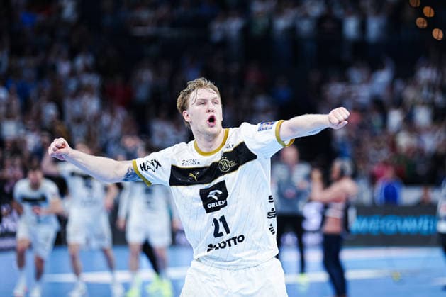 Eric Johansson THW Kiel, 21 cheers after victory end of match GER, THW Kiel vs RK Nexe, Handball, EHF European League, quarter-final, second leg, 2025 2026 season, 05 05 2026 GER, THW Kiel vs RK Nexe, Handball, EHF European League, quarter-final, second leg, 2025 2026 season, 05 05 2026 Kiel Copyright: xEibner-Pressefoto MarcelxvonxFehrnx EP_MFN