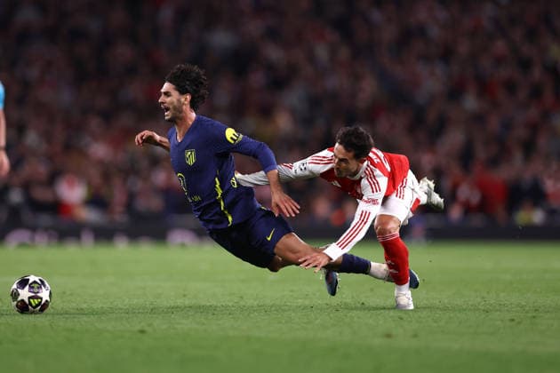 Arsenal gegen Atletico Madrid 05. Mai 2026, London UEFA Champions League Halbfinale Rückspiel Arsenal gegen Atletico Madrid Johnny Cardoso von Atletico Madrid und Martin Zubimendi von Arsenal Foto Jacques Feeney Abseits London UK  Copyright: xJacquesxFeeneyx xOffsidexOffside