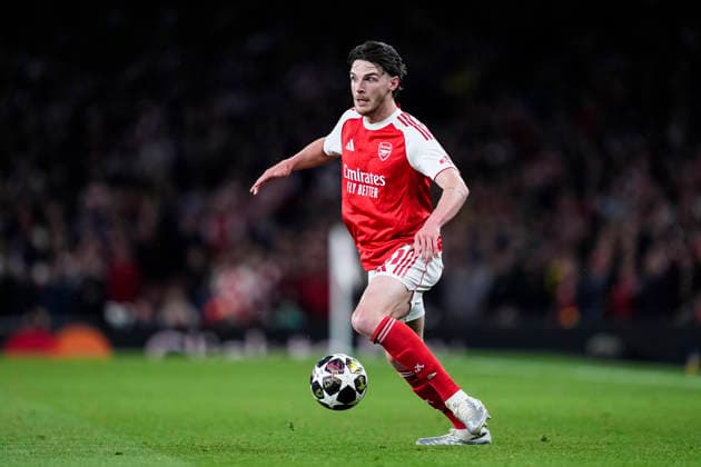 May 5, 2026, London, London, England: Declan Rice of Arsenal FC in action during the UEFA Champions League 2025 26 Semi Final Second Leg match between Arsenal FC and Atletico de Madrid at Emirates Stadium on May 05, 2026, in London, England. London England - ZUMAa181 20260505_zaa_a181_095 Copyright: xDennisxAgyemanx