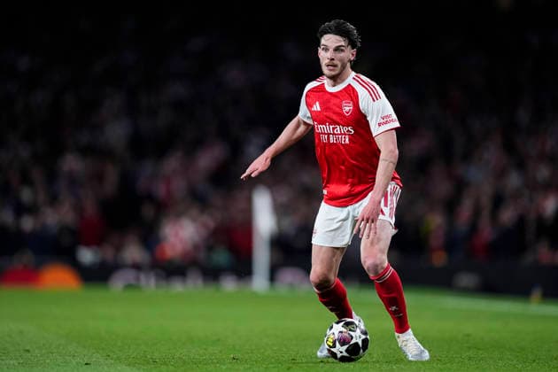 May 5, 2026, London, London, England: Declan Rice of Arsenal FC in action during the UEFA Champions League 2025 26 Semi Final Second Leg match between Arsenal FC and Atletico de Madrid at Emirates Stadium on May 05, 2026, in London, England. London England - ZUMAa181 20260505_zaa_a181_097 Copyright: xDennisxAgyemanx