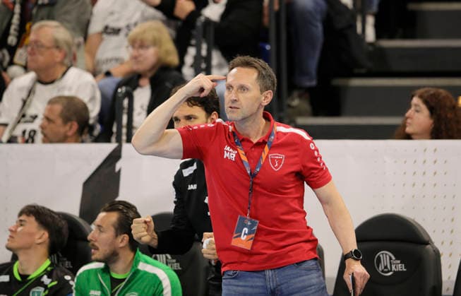 photo Excitement for co-coach Mario BLAZEVIC Nasice Handball Men on Tue 05 05 2026 Mens EHF European League , THW Kiel RK Nexe Nasice