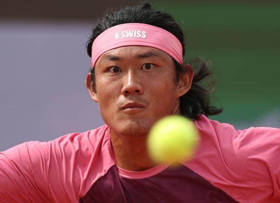 (260506) -- ROME, May 6, 2026 -- Zhang Zhizhen eyes the ball during the men s singles first round match between Zhang Zhizhen of China and Daniel Altmaier of Germany at the ATP, Tennis Herren Italian Open in Rome, Italy, May 6, 2026. ) (SP)ITALY-ROME-TENNIS-ATP-ITALIAN OPEN-ZHANG ZHIZHEN VS DANIEL ALTMAIER LixJing 
