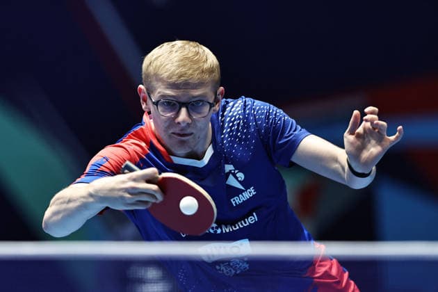 Felix Lebrun, FRA, during round of 16 at 2026 Table tennis, Tischtennis team world championships in London; 06 05 2026 - *** Felix Lebrun, FRA, during round of 16 at 2026 table tennis team world championships in London 06 05 2026 