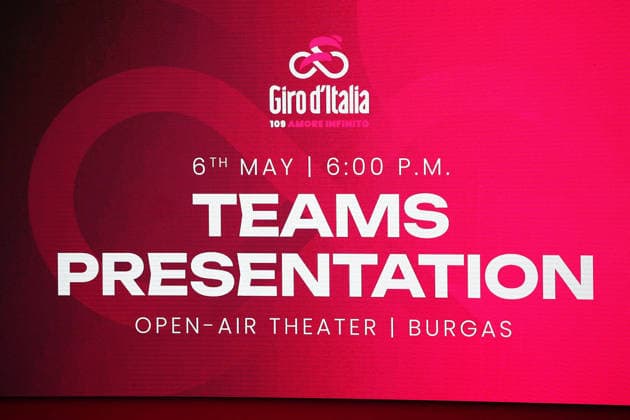 The teams presentation ahead of the Giro d™Italia cycling race in Burgas. The race starts on Friday, May 8, with the first stage over 160 km, from Nessebar to Burgas, Bulgaria - Wednesday, May 6, 2026. - cycling.  Copyright: xMarcoxAlpozzi LaPressex