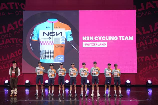 NSN CYCLING TEAM during the teams presentation ahead of the Giro d™Italia cycling race in Burgas. The race starts on Friday, May 8, with the first stage over 160 km, from Nessebar to Burgas, Bulgaria - Wednesday, May 6, 2026. - cycling.  Copyright: xFabioxFerrarix xLaPressex