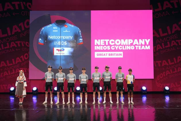 INEOS GRENADIERS NET COMPANY team during the teams presentation ahead of the Giro d™Italia cycling race in Burgas. The race starts on Friday, May 8, with the first stage over 160 km, from Nessebar to Burgas, Bulgaria - Wednesday, May 6, 2026. - cycling.  Copyright: xFabioxFerrarix xLaPressex